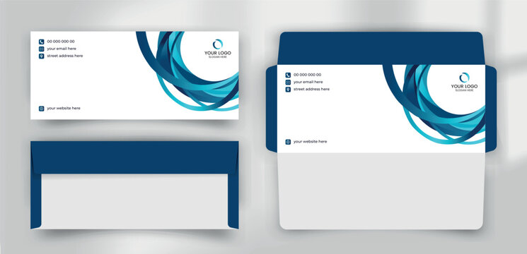 Modern Blue Overlapping Circular Ring Business Envelope Template
