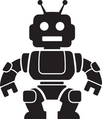 Fototapeta premium A black robotic figure with antennae and a rectangular body a silhouette