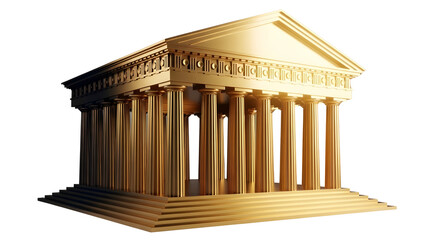 Fototapeta premium A 3D model of a classical building with columns on transparent background
