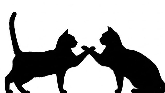 silhouettes of two cats fighting playfully video