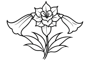 foxglove flower silhouette line art vector illustration with a white background © pipp99