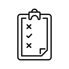 Fototapeta premium Test checklist icon. Business and assessment line symbol. Black and white.