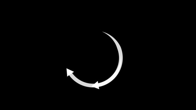 Minimalist glowing curved arrow spinning in a circle for system buffering or sync.