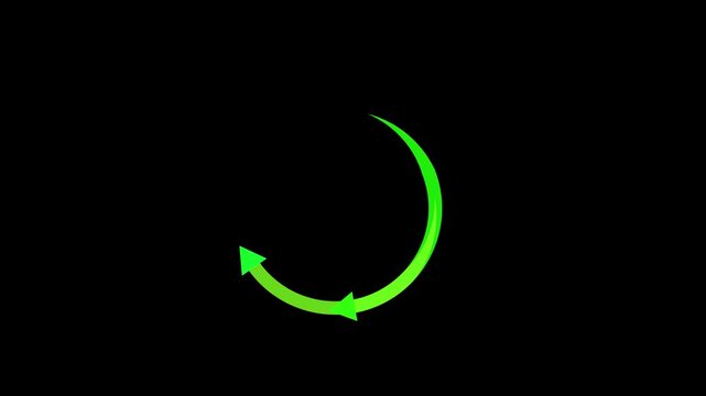 Minimalist glowing curved arrow spinning in a circle for system buffering or sync.