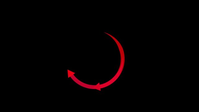 Minimalist glowing curved arrow spinning in a circle for system buffering or sync.