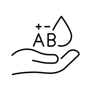 Ab blood type icon. Healthcare and hematology line symbol. Black and white.