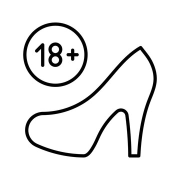 Adult content icon. Lifestyle and age restriction line symbol. Black and white.