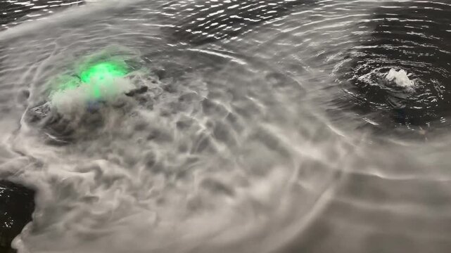 Mini fountain with smoke dry ice decorated in public mall, stock footage