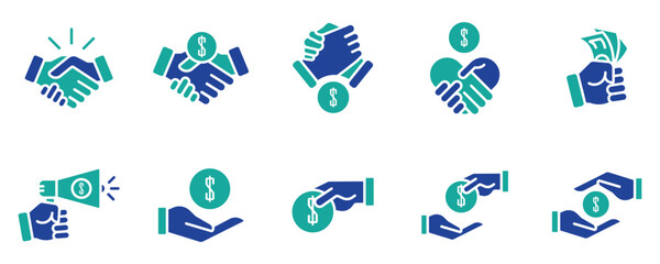 Fototapeta premium Deal Approval and Financial Transaction Icons