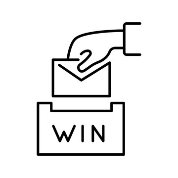 Contest entry icon. Business and promotion line symbol. Black and white.