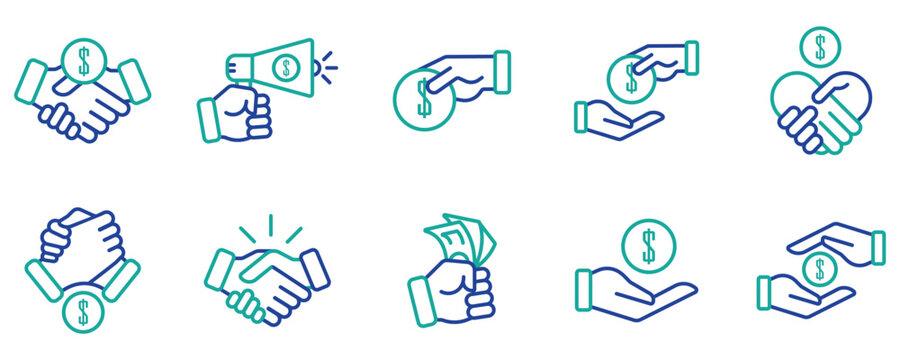 Business Collaboration and Payment Process Icons