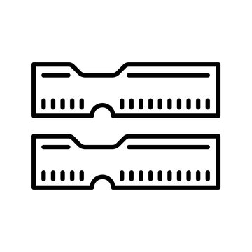 Ram module icon. Technology and computer hardware line symbol. Black and white.