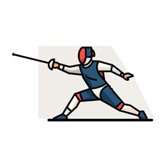 Fototapeta premium Fencer in action, holding sword, stylized illustration, sport competition concept