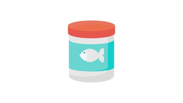 Iconic vector illustration of a jar labeled for fish food, showcasing a clean and minimalistic design.
