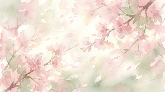 Soft Pink Blossom Watercolor Background
