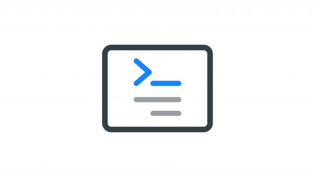 Animated command line interface icon representing terminal access, code execution, and system control. Ideal for developer tools, programming environments, and IT administration visuals.