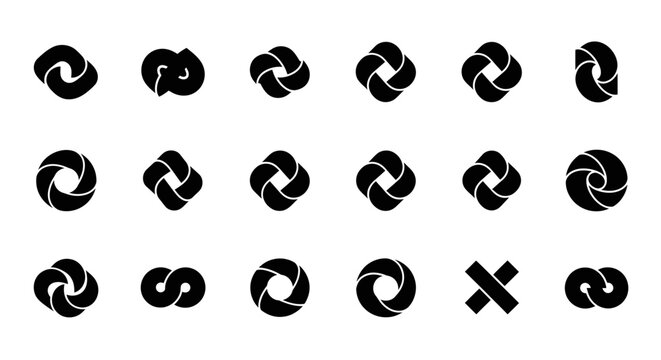 Abstract knot symbols. Infinite loop icons set