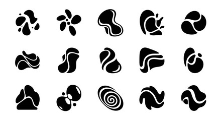 Fototapeta premium Abstract organic shapes set, black blobs collection