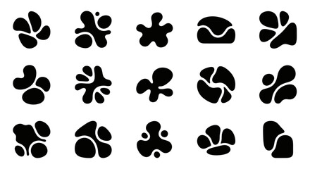 Fototapeta premium Abstract organic shapes set, black blobs collection
