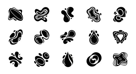 Fototapeta premium Abstract organic shapes set, liquid form collection