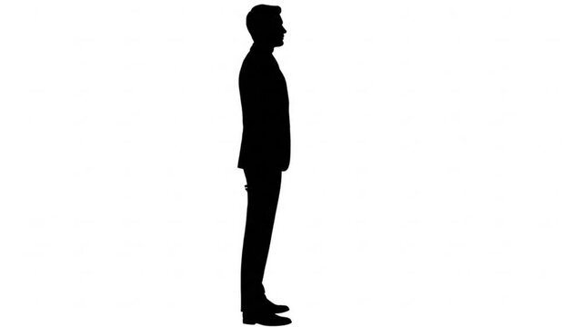 silhouette of a businessman checking wristwatch repeatedly video