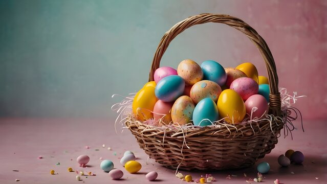 easter eggs in a basket