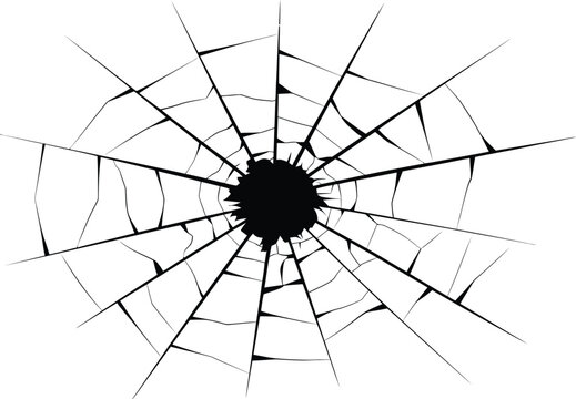 Cracked Glass Radial Pattern On White Keywords: crack, broken, glass, shatter, impact, damage