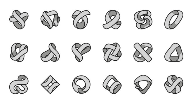 Mobius strip collection. Geometric shapes.