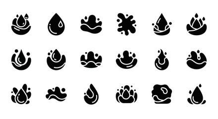 Obraz premium Water drop vector icons set. Liquid droplet symbol
