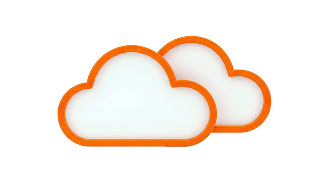 Two orange-bordered clouds on a white background