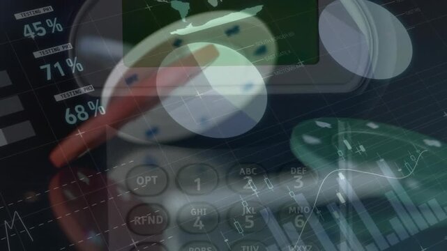 Animation of data processing over calculator