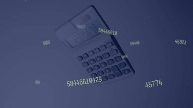 Animation of numbers floating over vintage calculator