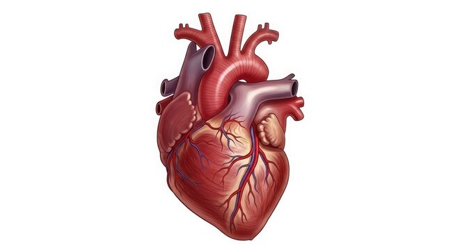 Detailed anatomical illustration of a human heart
