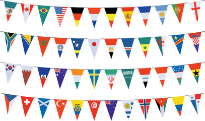 Obraz premium Garlands with pennants in the colors of the participating teams 