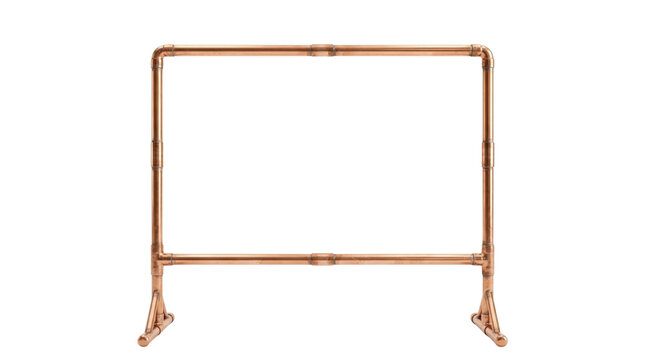 Industrial copper pipe frame stand on transparent background