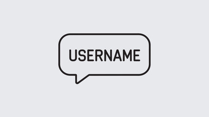 Fototapeta premium A simple black and white illustration of a speech bubble with a username placeholder text.