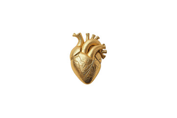 Naklejka premium Golden anatomical human heart 3d render with transparent background