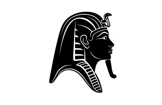 Minimalist King Tutankhamun Profile Silhouette Sticker, Quiet Luxury Pharaonic Headdress Vector, Modern Ancient Egyptian King Icon