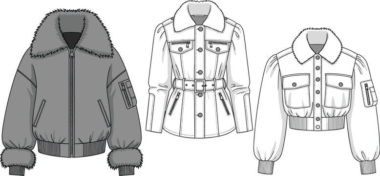 Fashion Forward: Diverse Jacket Designs for the Modern Wardrobe - Illustration of Stylish Outerwear with Unique Silhouettes and Textures, Perfect for Fashion Design and Trend Analysis