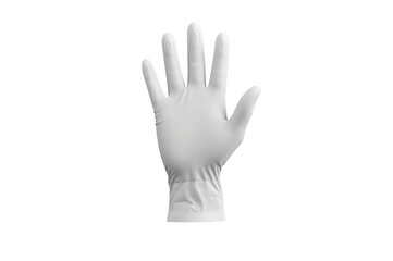Obraz premium Hand wearing white medical glove raising five fingers