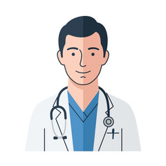 Fototapeta premium Male Doctor Portrait with Stethoscope, Medical Professional Illustration