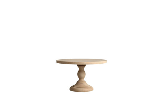 Wooden cake stand displaying product on transparent background
