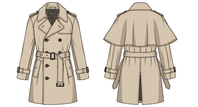 Fashionable Trench Coat Vector Illustration: A Timeless Design for Apparel Design, Style Guides, and Fashion-Forward Projects [157 chars]