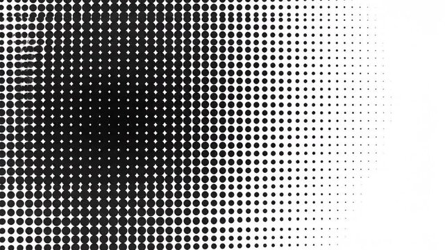 Black halftone dot pattern fading on white background