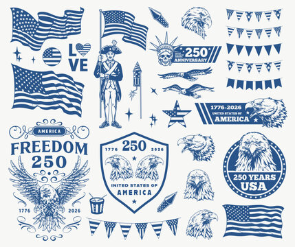 Symbols of USA 250 celebration