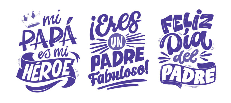 Happy Fathers day - Best Dad ever - in spanish. Lettering about dad for tee, t-shirt design, invitation, web, mug print.