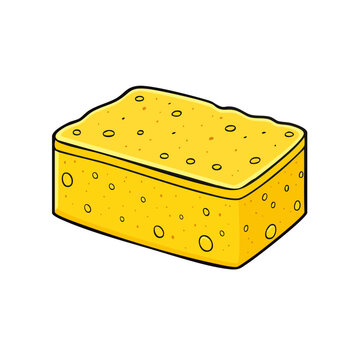 Yellow Household Sponge for Cleaning and Scrubbing