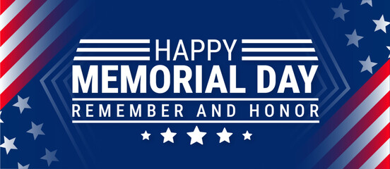 Happy memorial day background, banner, card or poster design template is observed every year during May, to raise awareness about the mission. Vector illustration. © Neelrong