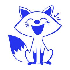 Naklejka premium Happy Fox Animal Cartoon Doodle Illustration
