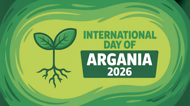 A vibrant green graphic celebrating the International Day of Argania 2026